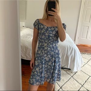 Reformation Blue Print Dress SZ S